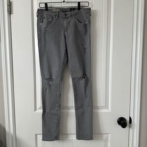 AG Adriano Goldschmied Legging‎ Super Skinny Gray Distressed Low Rise Jeans 29R